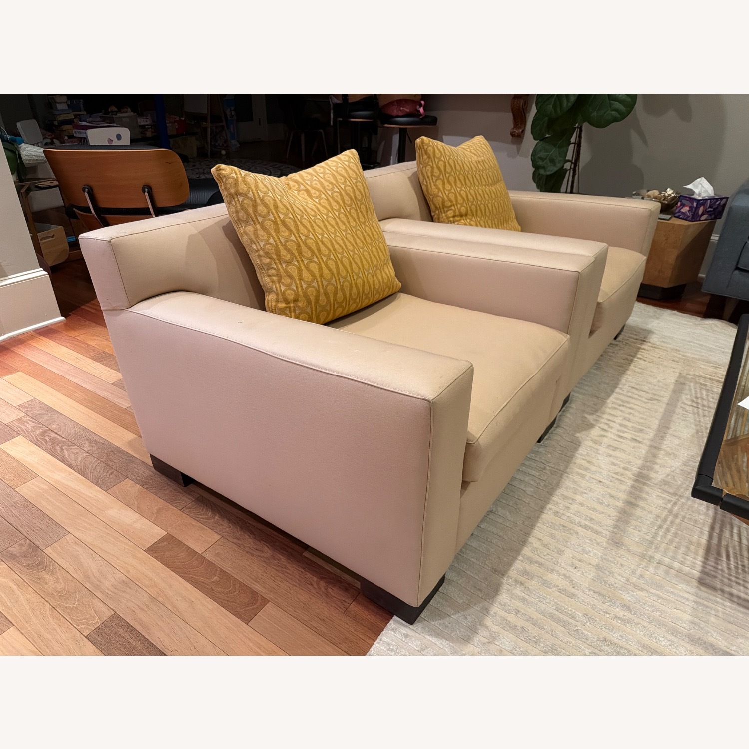 Design Within Reach Gold Fabric Armchairs - image-2