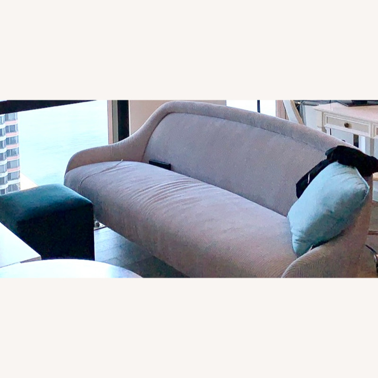 Crate & Barrel Light Gray/Purple 3+ Seater Sofa - image-3