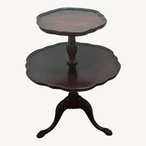 Used Antique Mahogany Wood Piecrust Tiered Table for sale on AptDeco