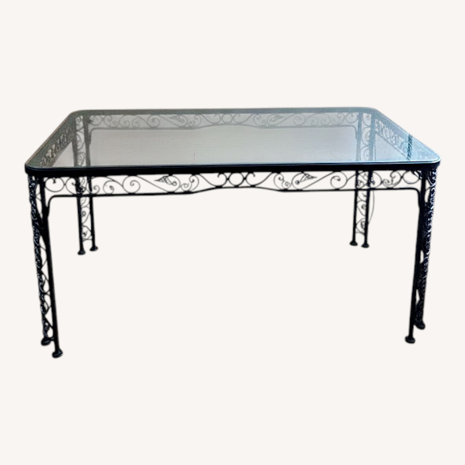 Vintage Woodard Wrought Iron Dining Set Glass - image-8