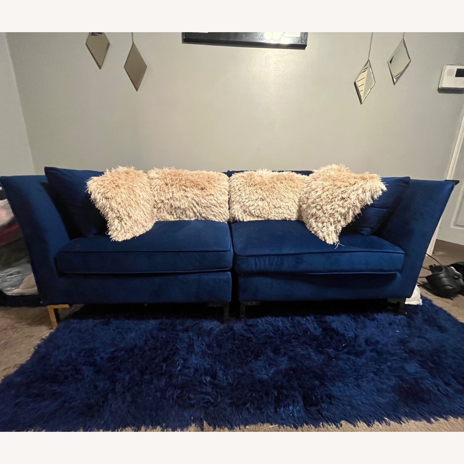 Blue Fabric 2 Seater Sofa - image-1