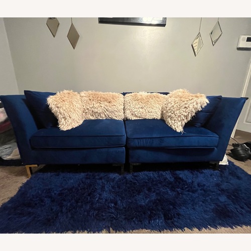 Used Blue Fabric 2 Seater Sofa for sale on AptDeco