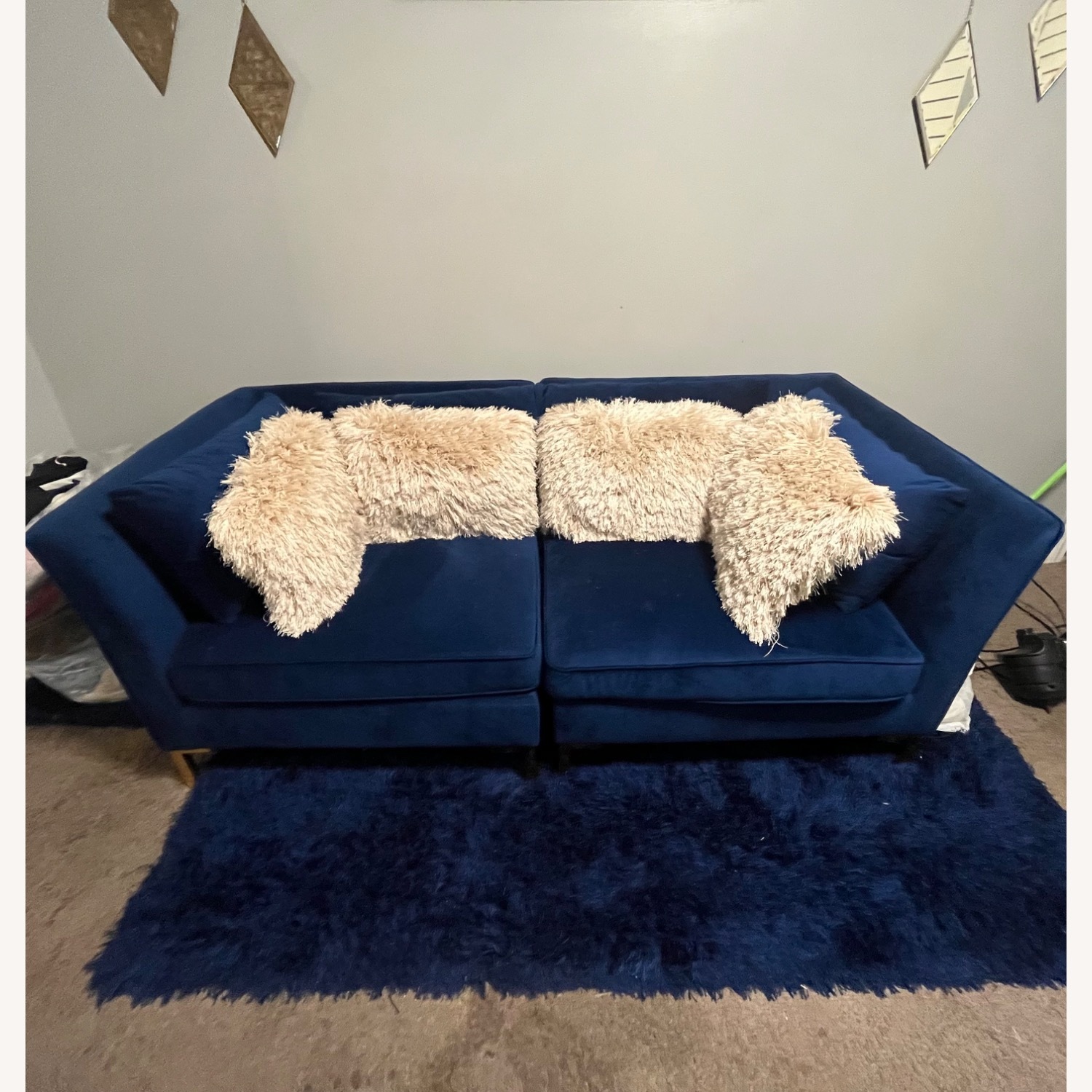 Blue Fabric 2 Seater Sofa - image-2