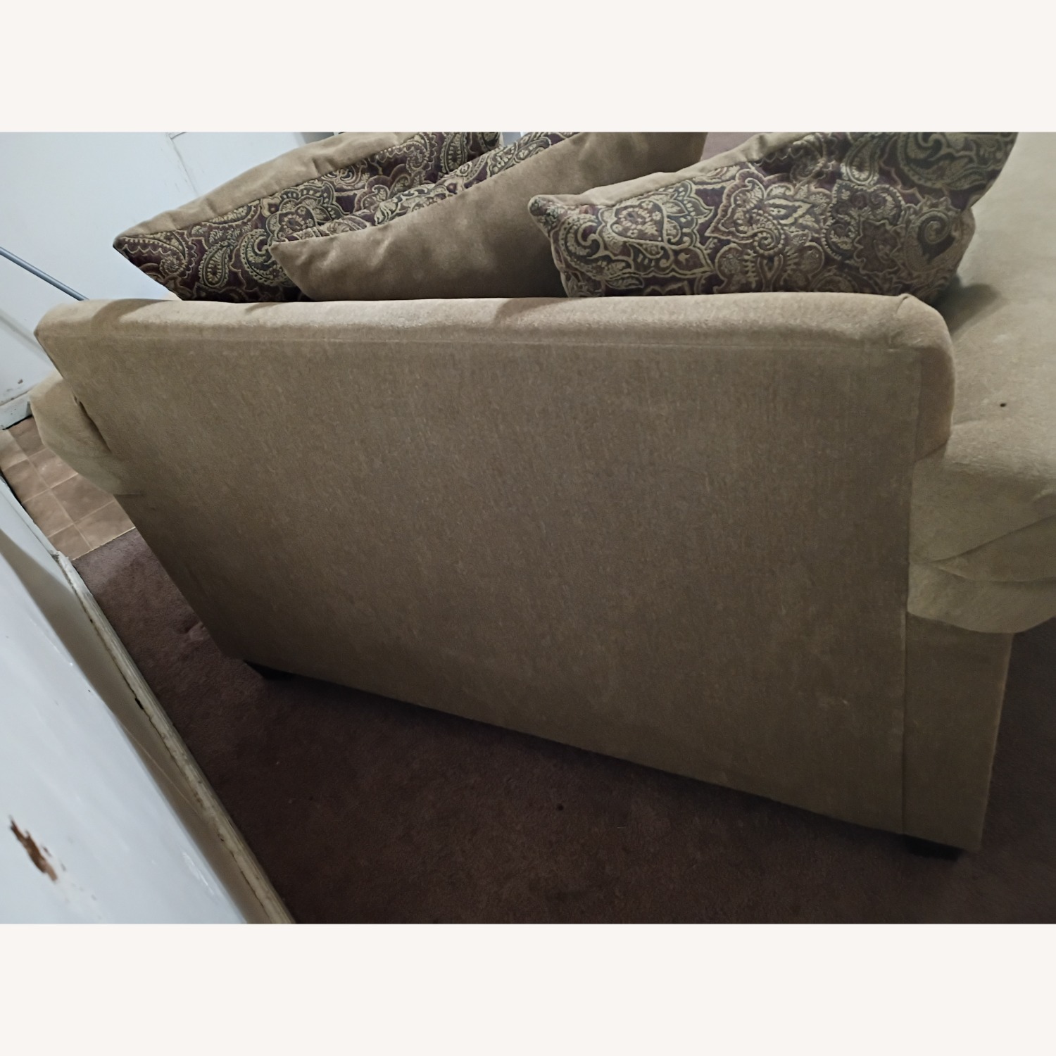 Light Brown Fabric Loveseat - image-3
