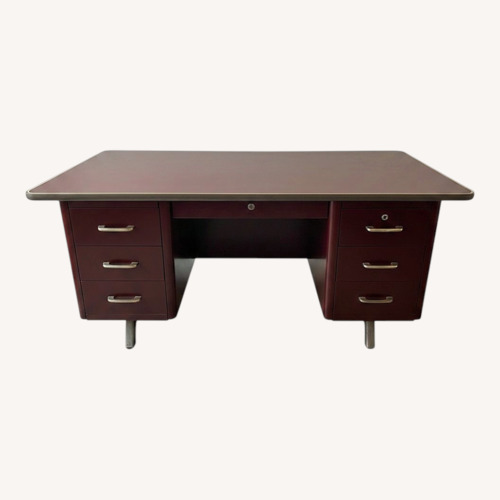 Used Burgundy General's Fireproofing Tanker Desk Set for sale on AptDeco
