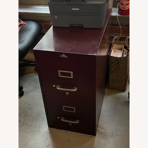 Used Burgundy General's Fireproofing Tanker Desk Set for sale on AptDeco