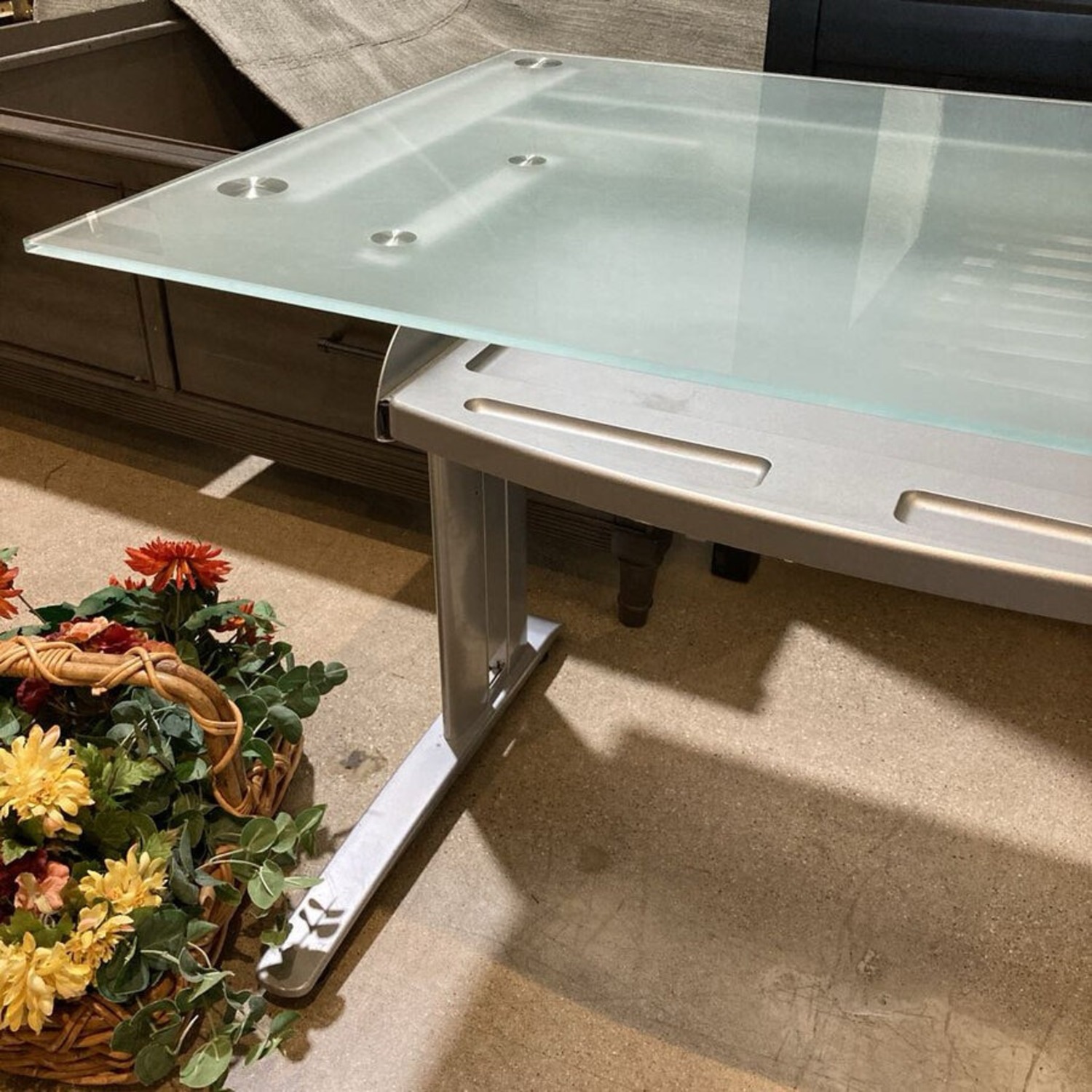 Glass Computer Desk w Drawer - image-3