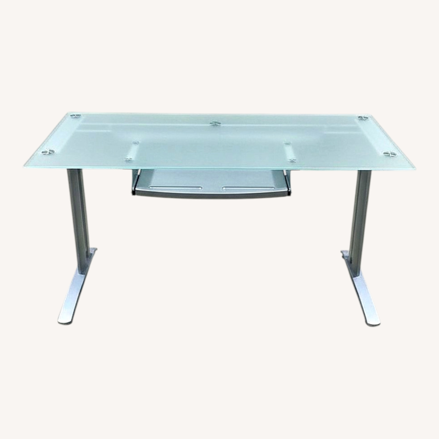 Glass Computer Desk w Drawer - image-0
