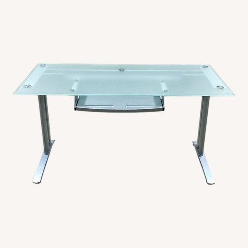 Used Glass Computer Desk w Drawer for sale on AptDeco