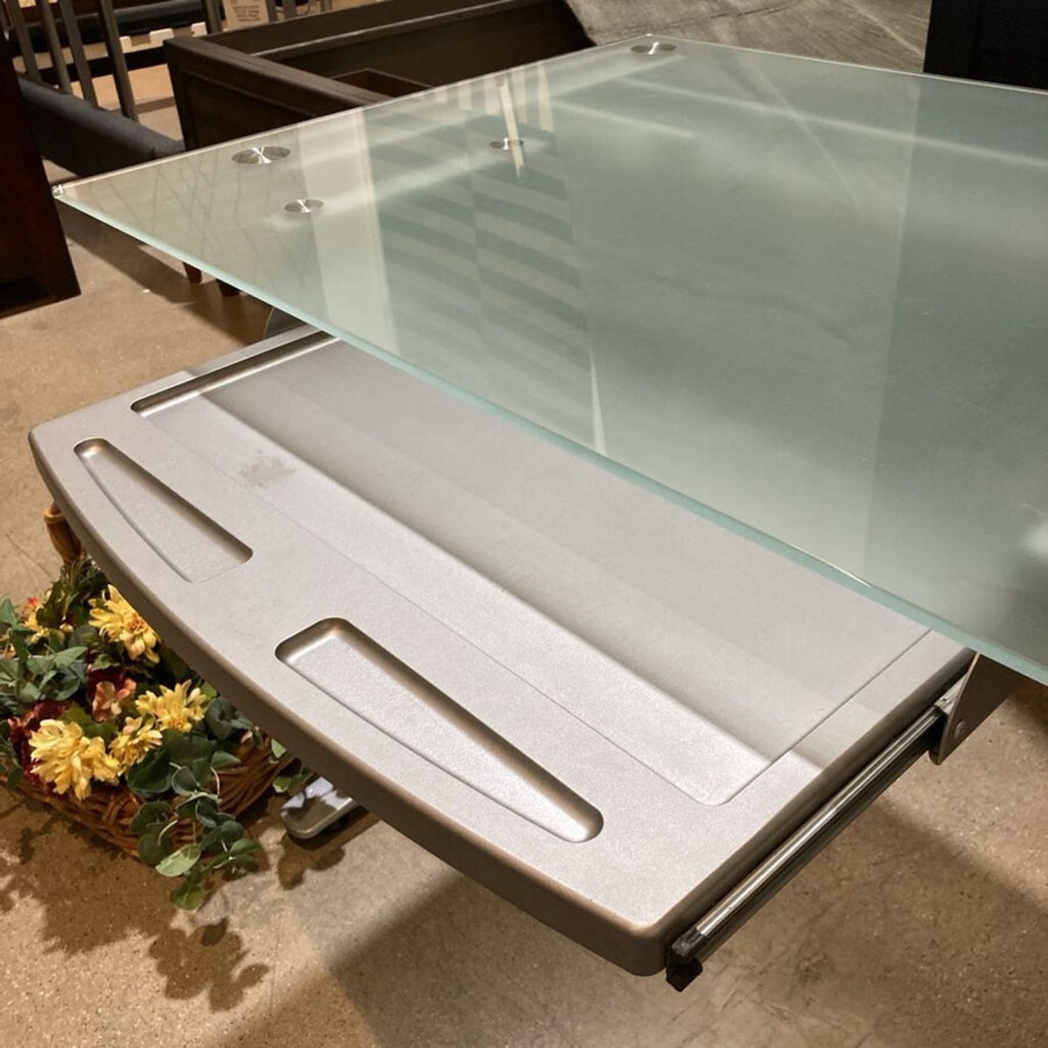 Glass Computer Desk w Drawer - image-4