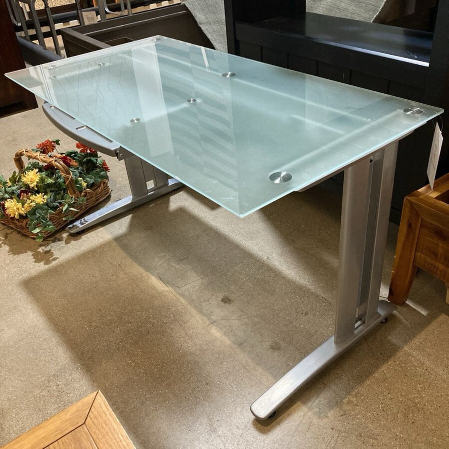 Glass Computer Desk w Drawer - image-2