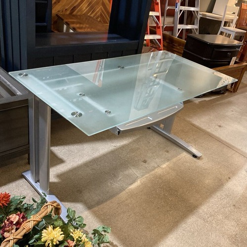 Used Glass Computer Desk w Drawer for sale on AptDeco