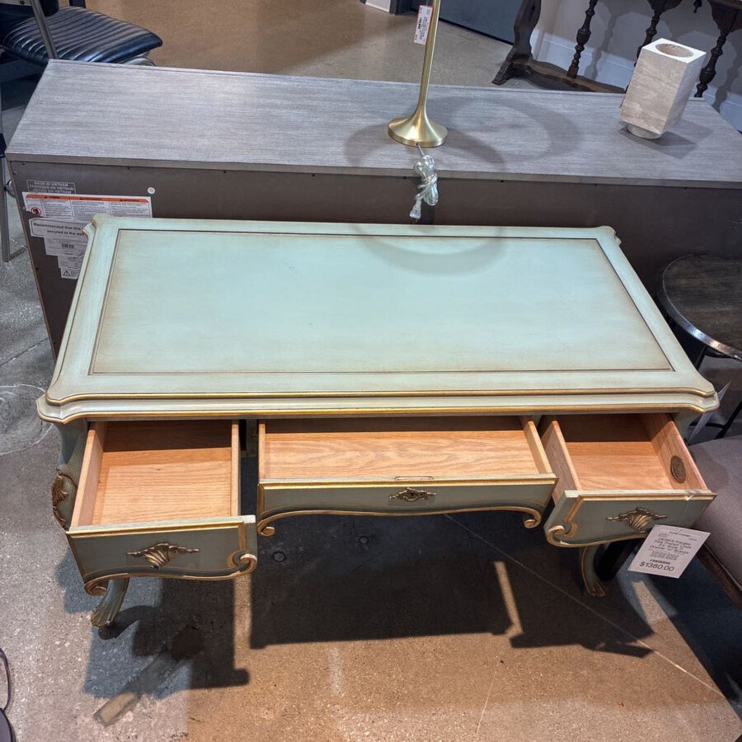 Fine French Louis XV Style 3-Drawer Desk - image-4