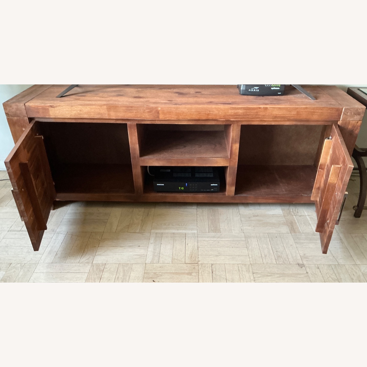 Light Brown Wood Media Storage - image-3