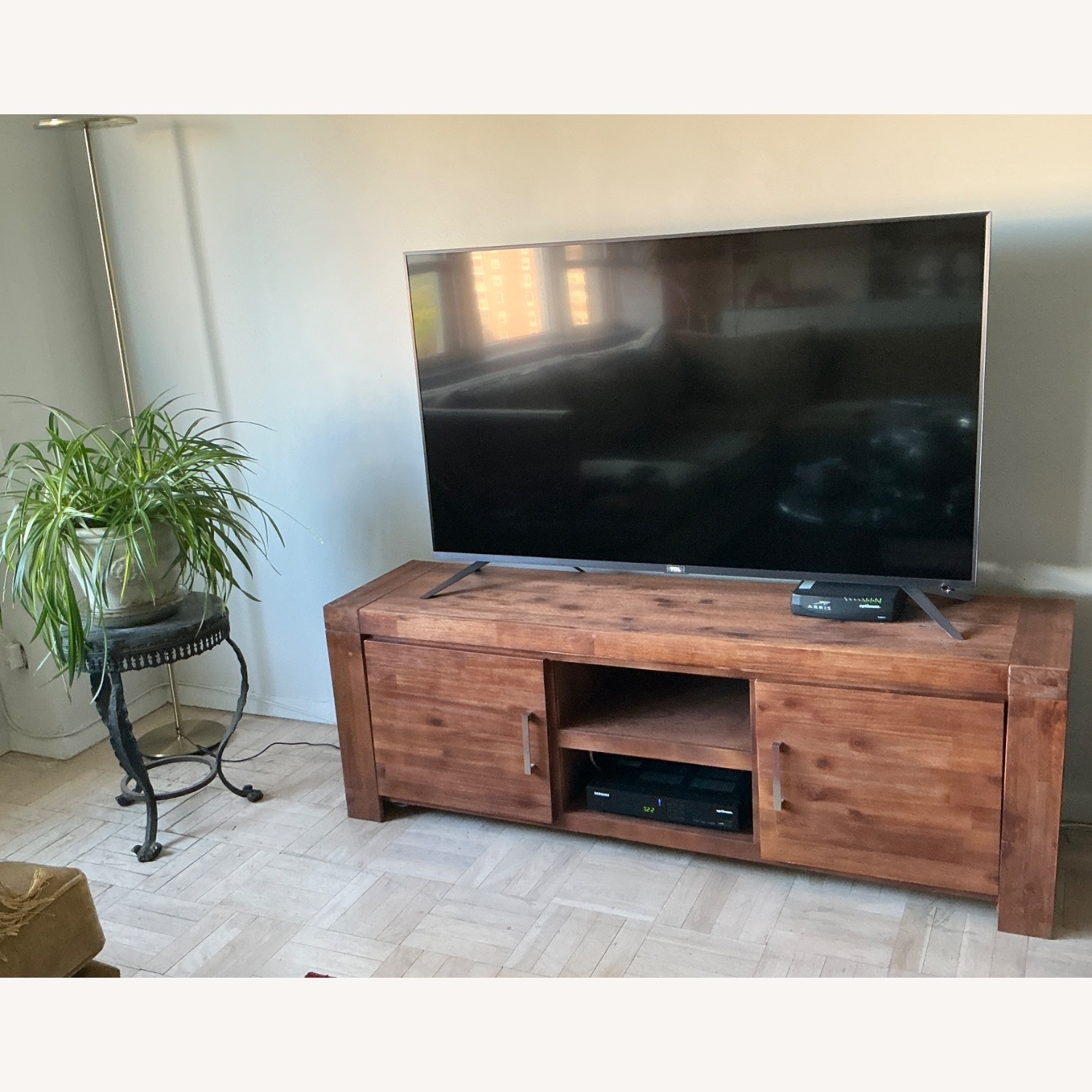 Light Brown Wood Media Storage - image-1