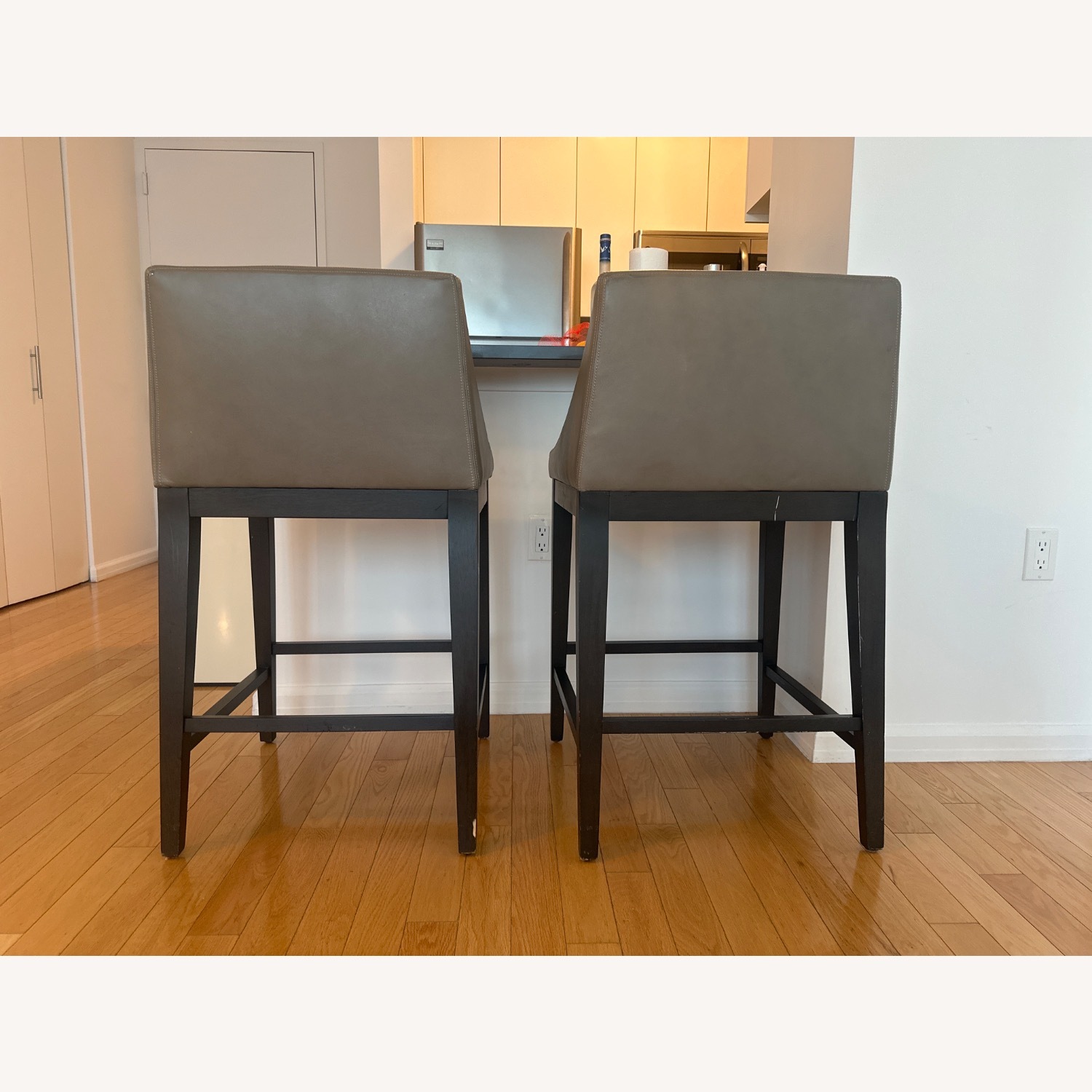 West Elm Curved Leather Stool  - image-6