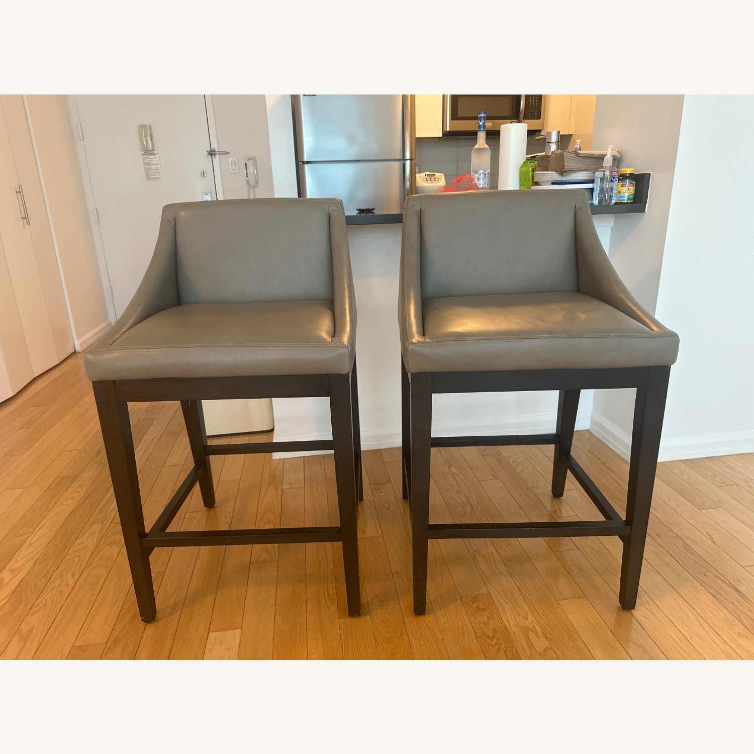 West Elm Curved Leather Stool  - image-2