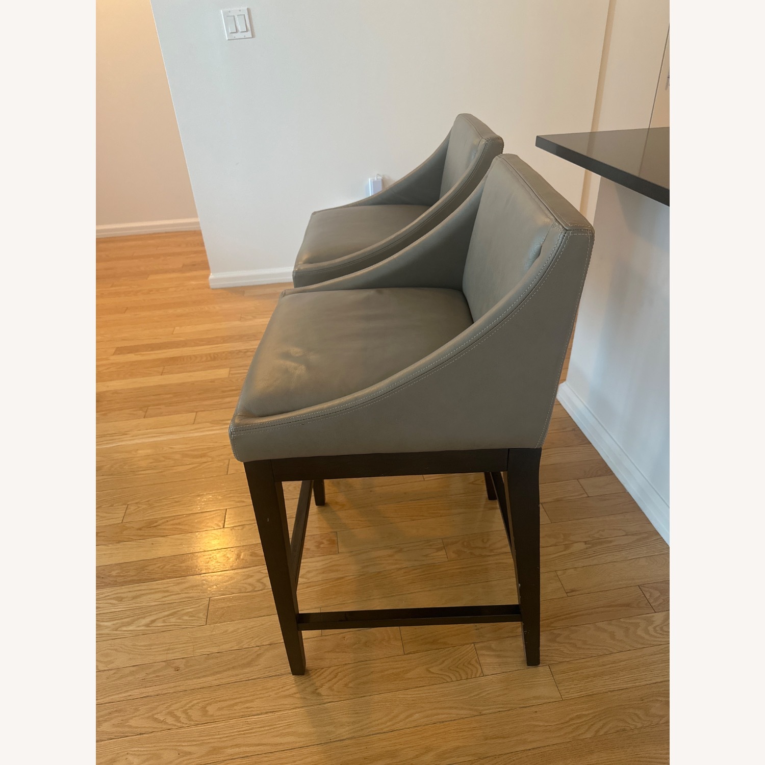 West Elm Curved Leather Stool  - image-3
