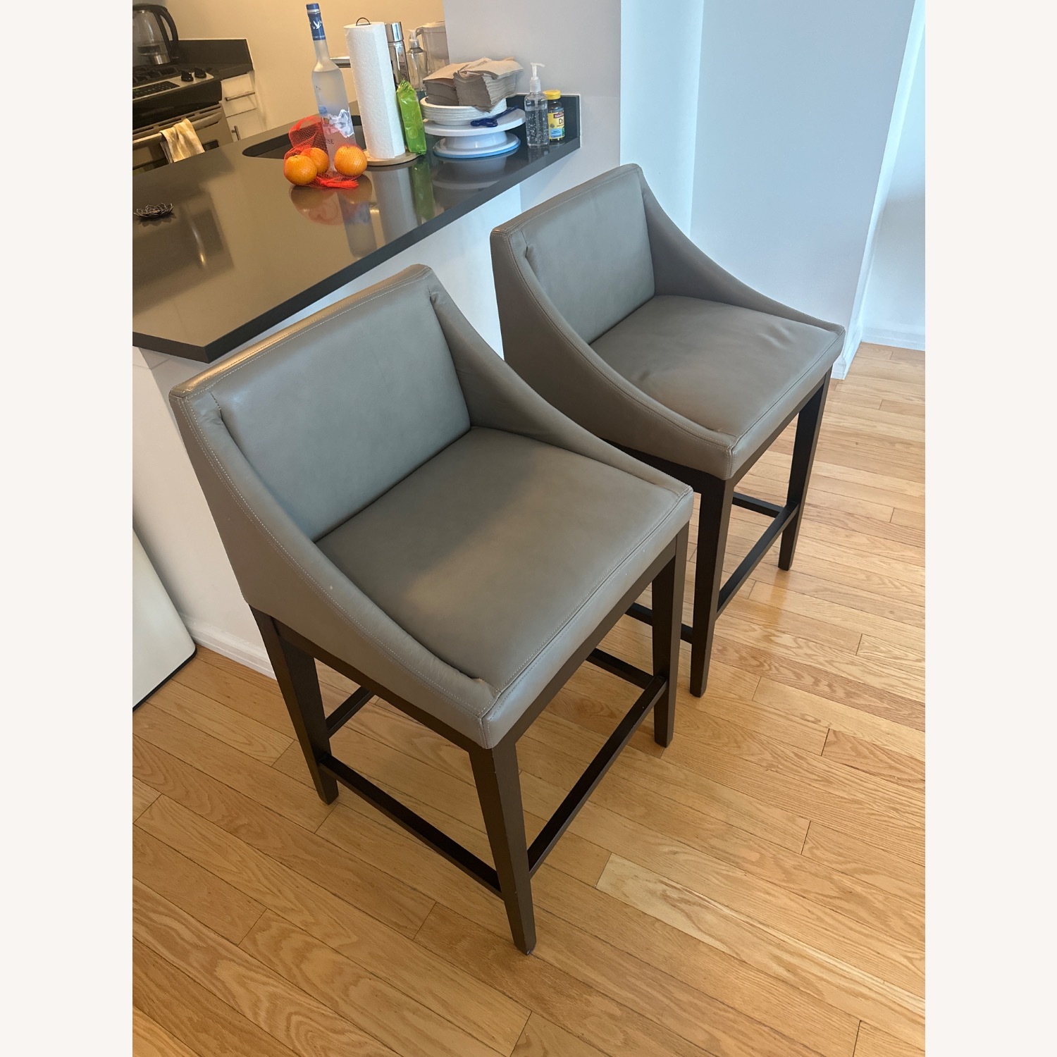 West Elm Curved Leather Stool  - image-5