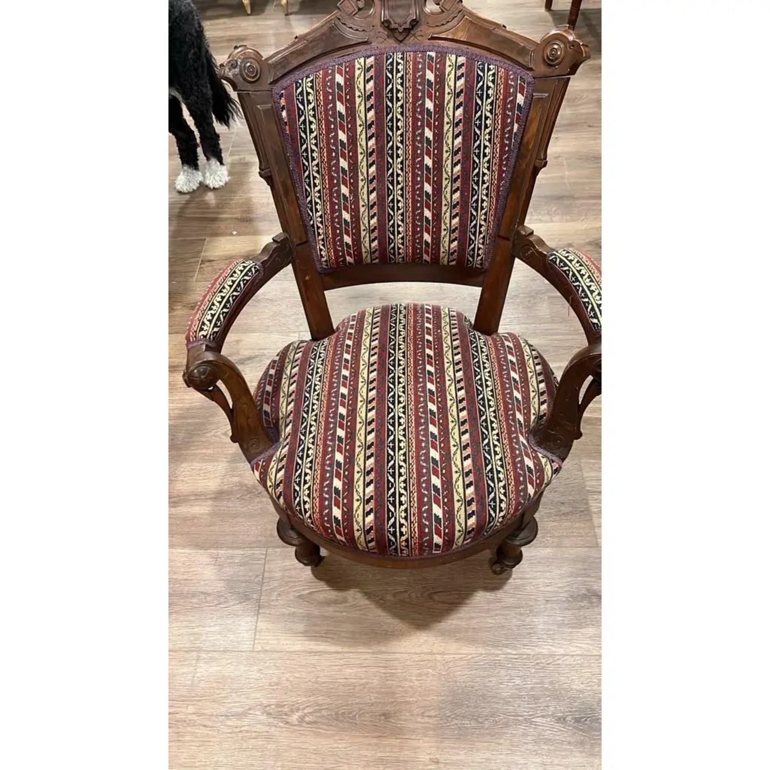 Carved Wood Armchair With Casters - image-2