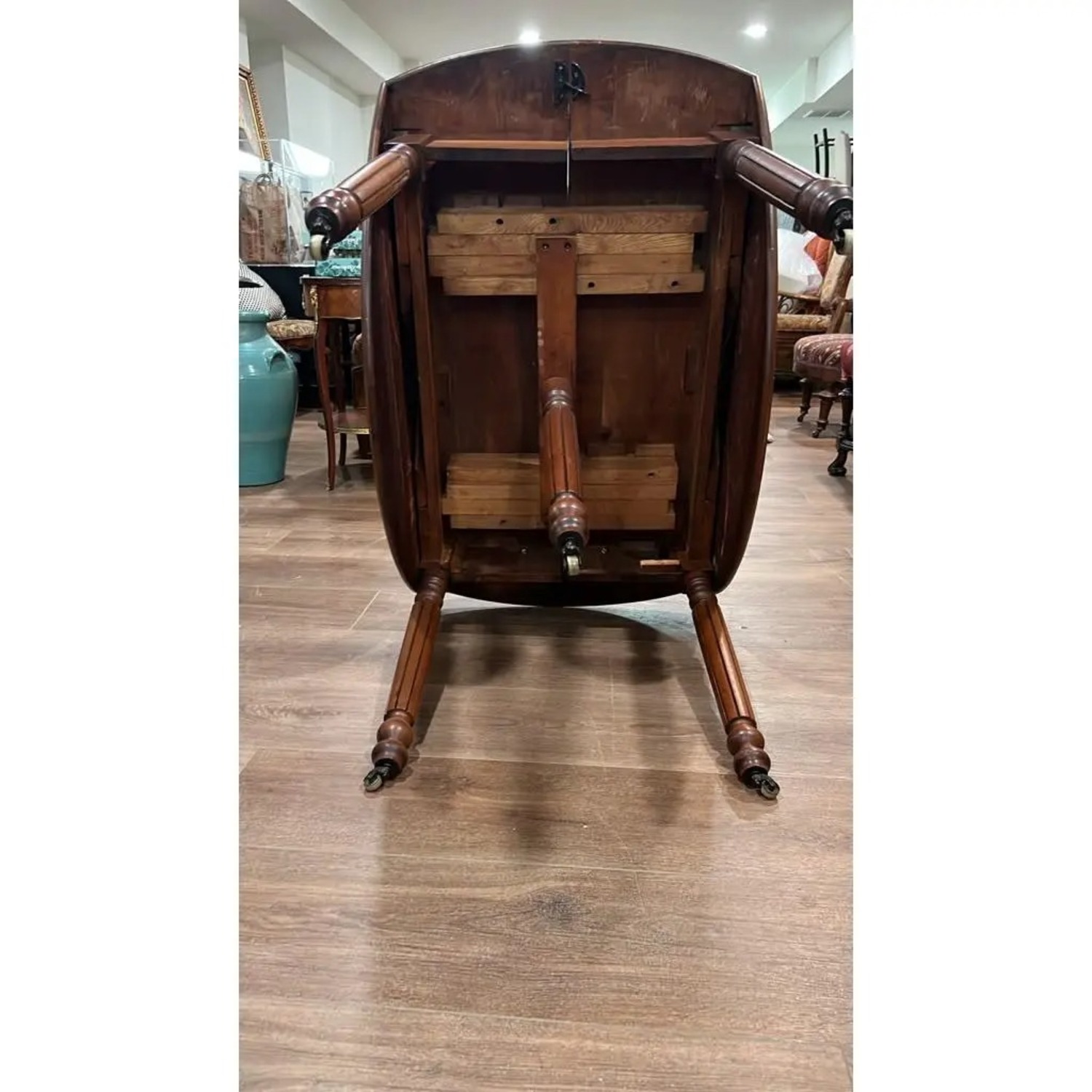 Carved Wood Armchair With Casters - image-5