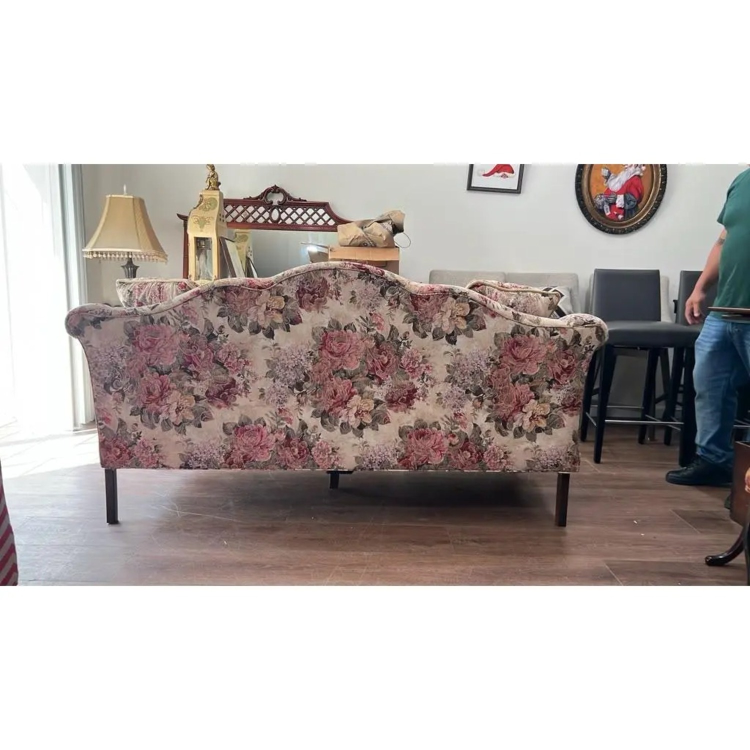 Vintage Floral Sofa Carved Claw and Ball Feet - image-4