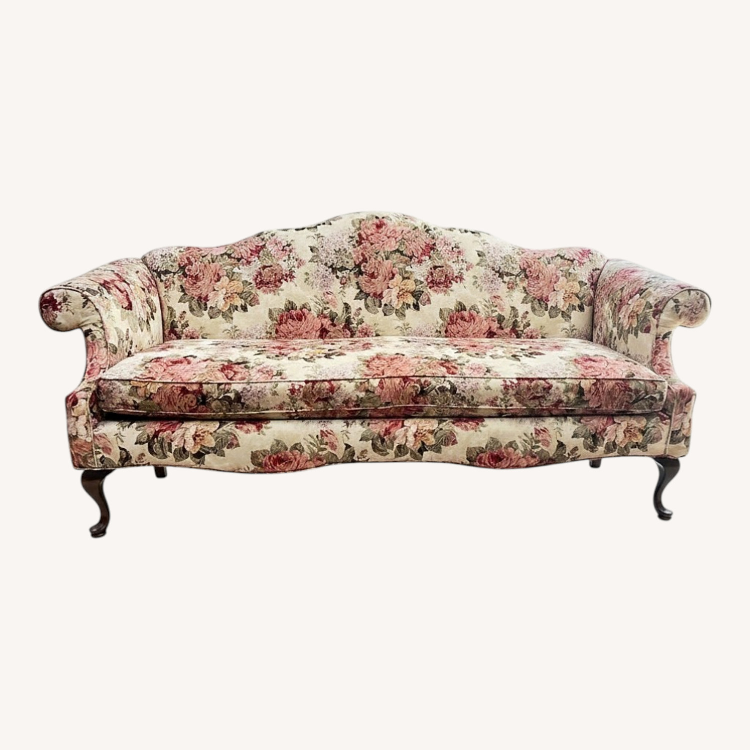 Vintage Floral Sofa Carved Claw and Ball Feet - image-0