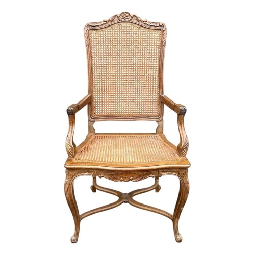 Used Louis XV Provincial Country Style Cane Armchair for sale on AptDeco