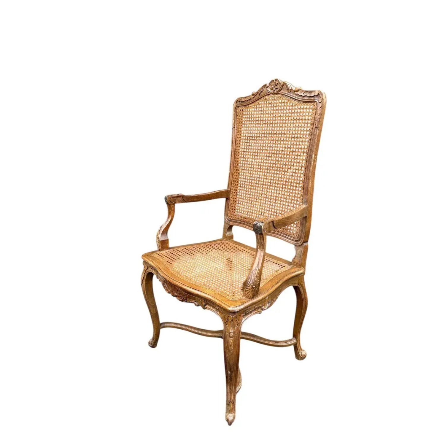 Louis XV Provincial Country Style Cane Armchair - image-4