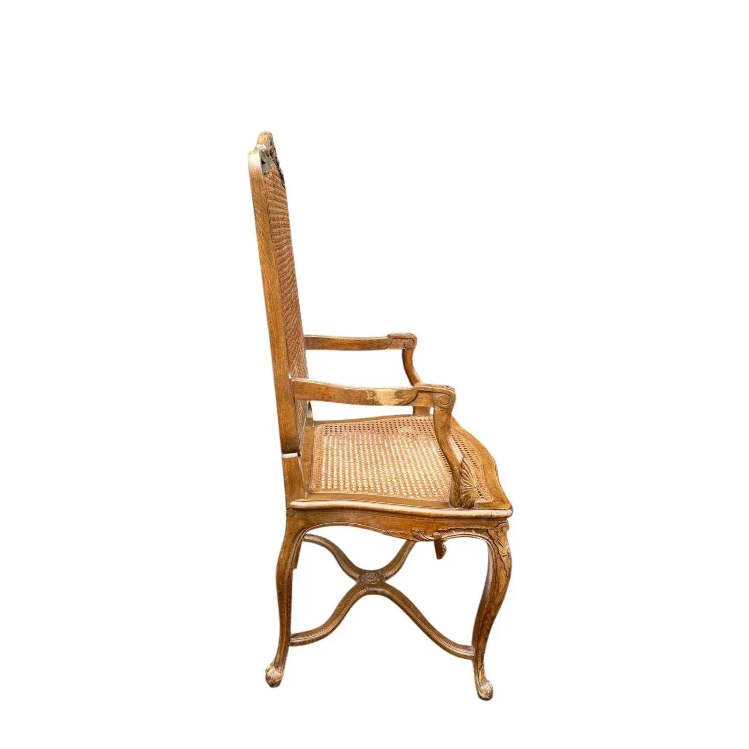 Louis XV Provincial Country Style Cane Armchair - image-2