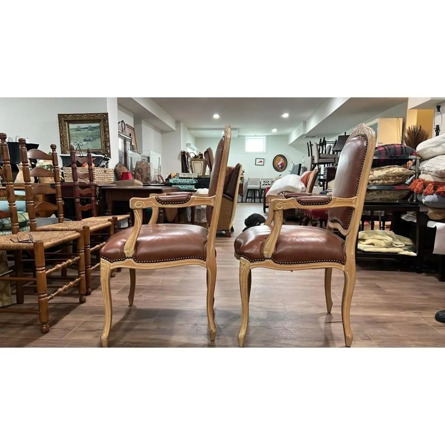 Pair of Vintage Leatherette Armchairs - image-5