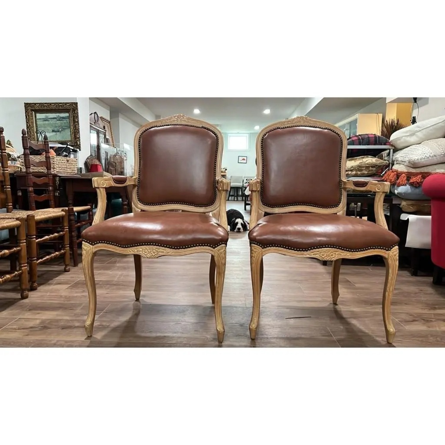 Pair of Vintage Leatherette Armchairs - image-2