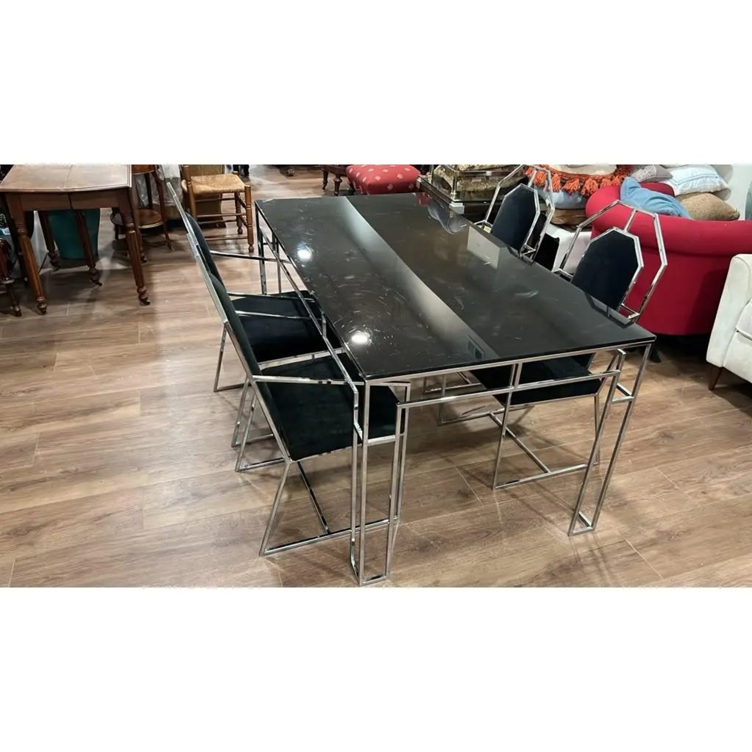 Mid-Century Chrome Dining Set (5 Pcs) - image-2