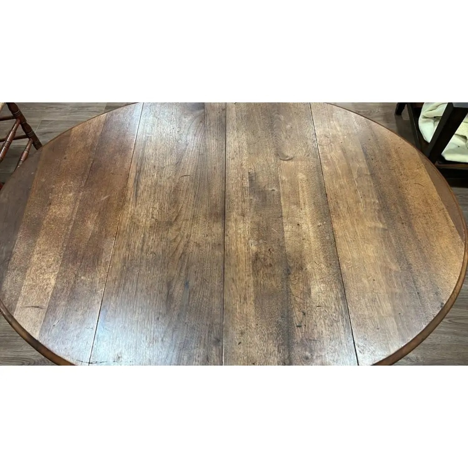 Antique Oak Drop-Leaf Dining Table - image-7