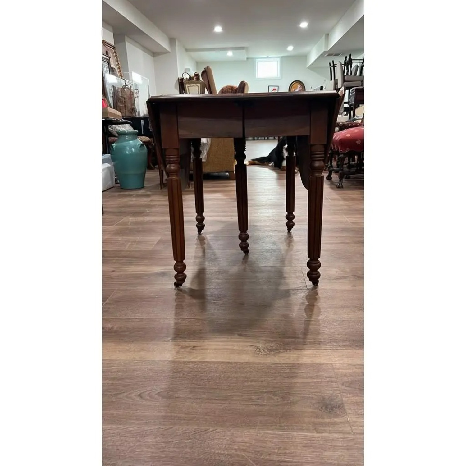 Antique Oak Drop-Leaf Dining Table - image-2