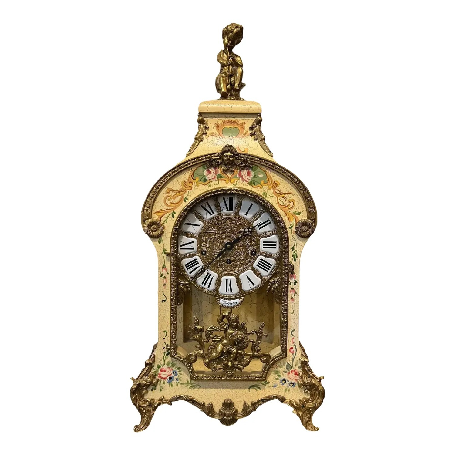 Vintage Tiffany Mantle Shelf Clock Franz Hermle - image-1