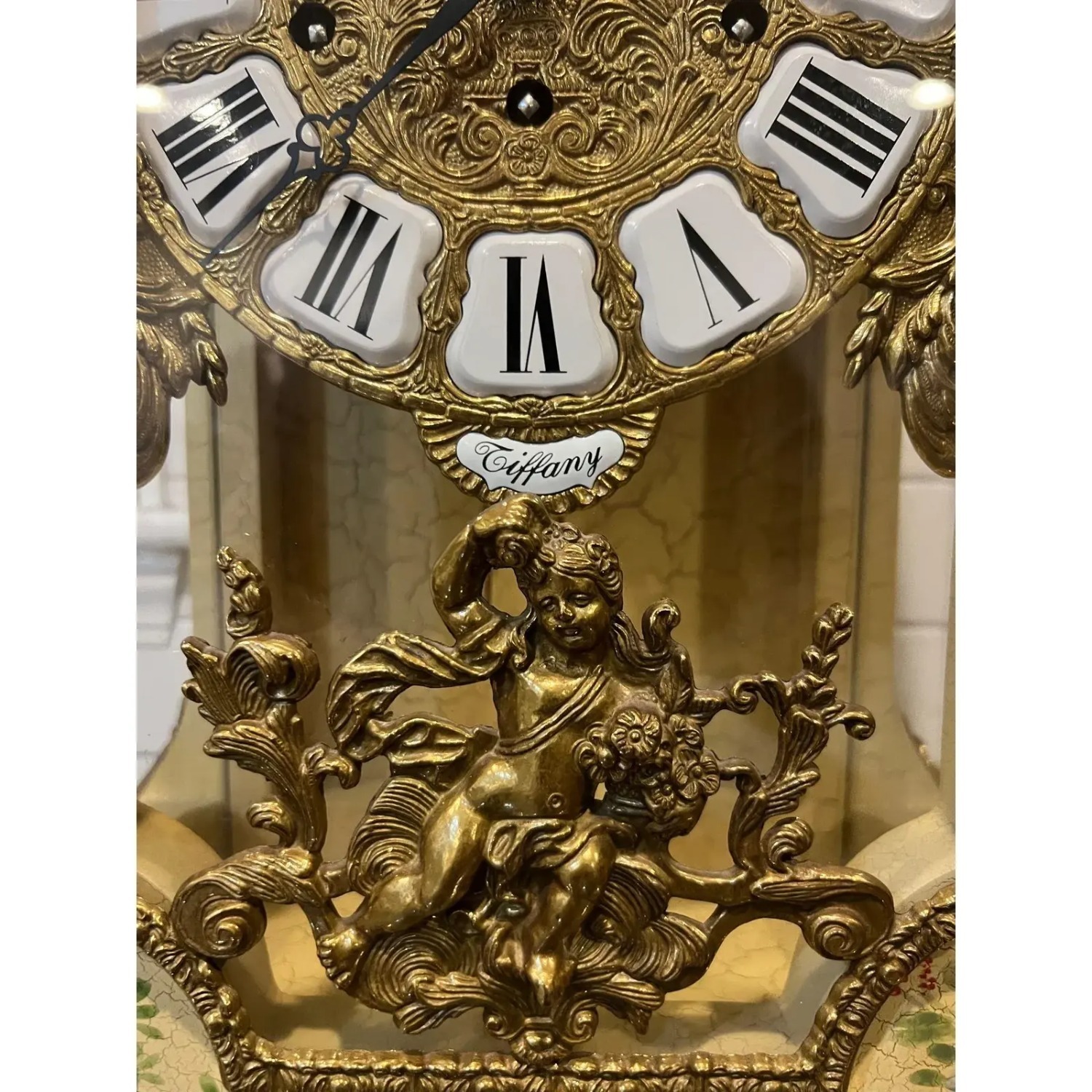 Vintage Tiffany Mantle Shelf Clock Franz Hermle - image-2