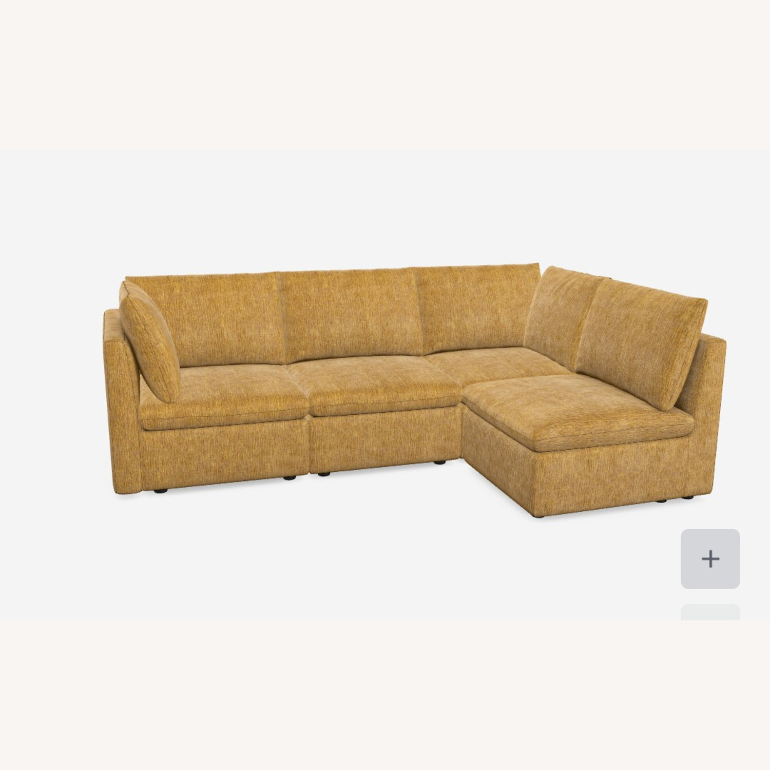 Yellow Fabric 3+ Piece Sectional - image-3