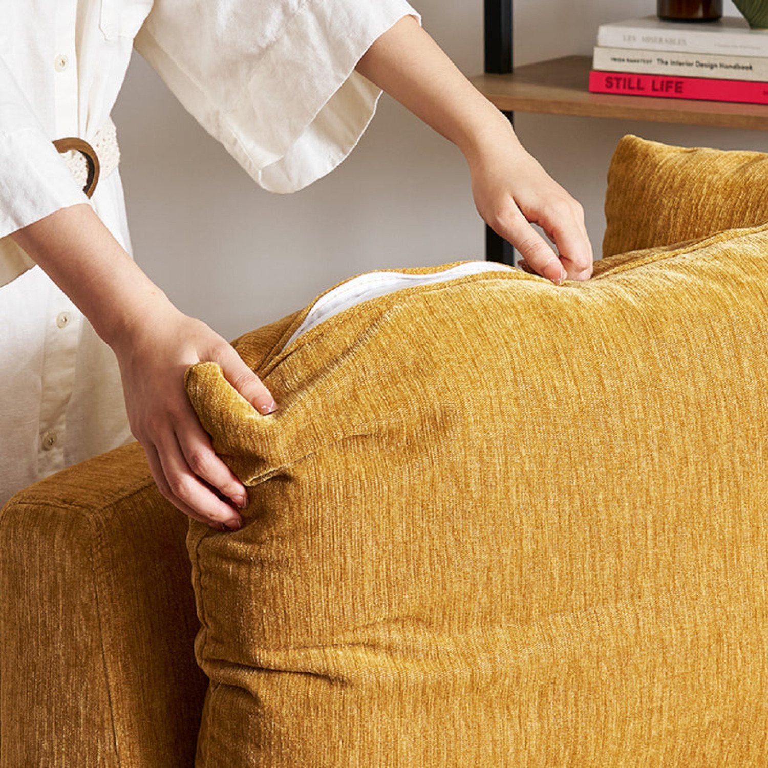 Yellow Fabric 3+ Piece Sectional - image-8