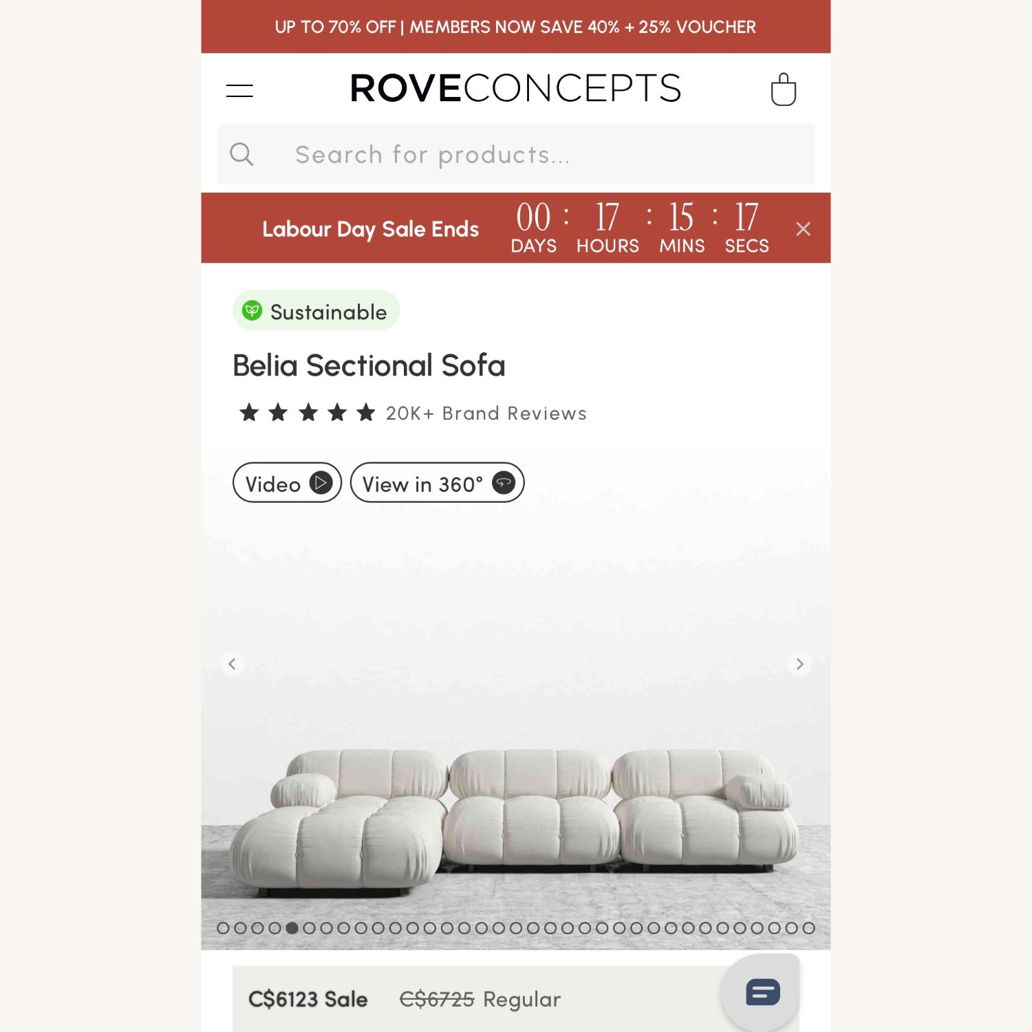 Rove Concepts Bella White Boucle 3+ Piece Sectional - image-6