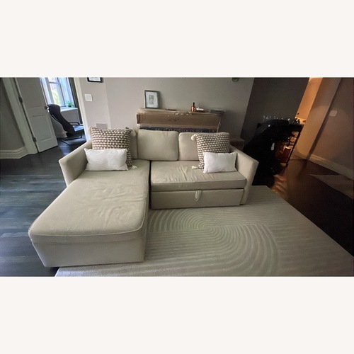 Used West Elm Harris Light Brown Fabric 2 Piece Sectional for sale on AptDeco
