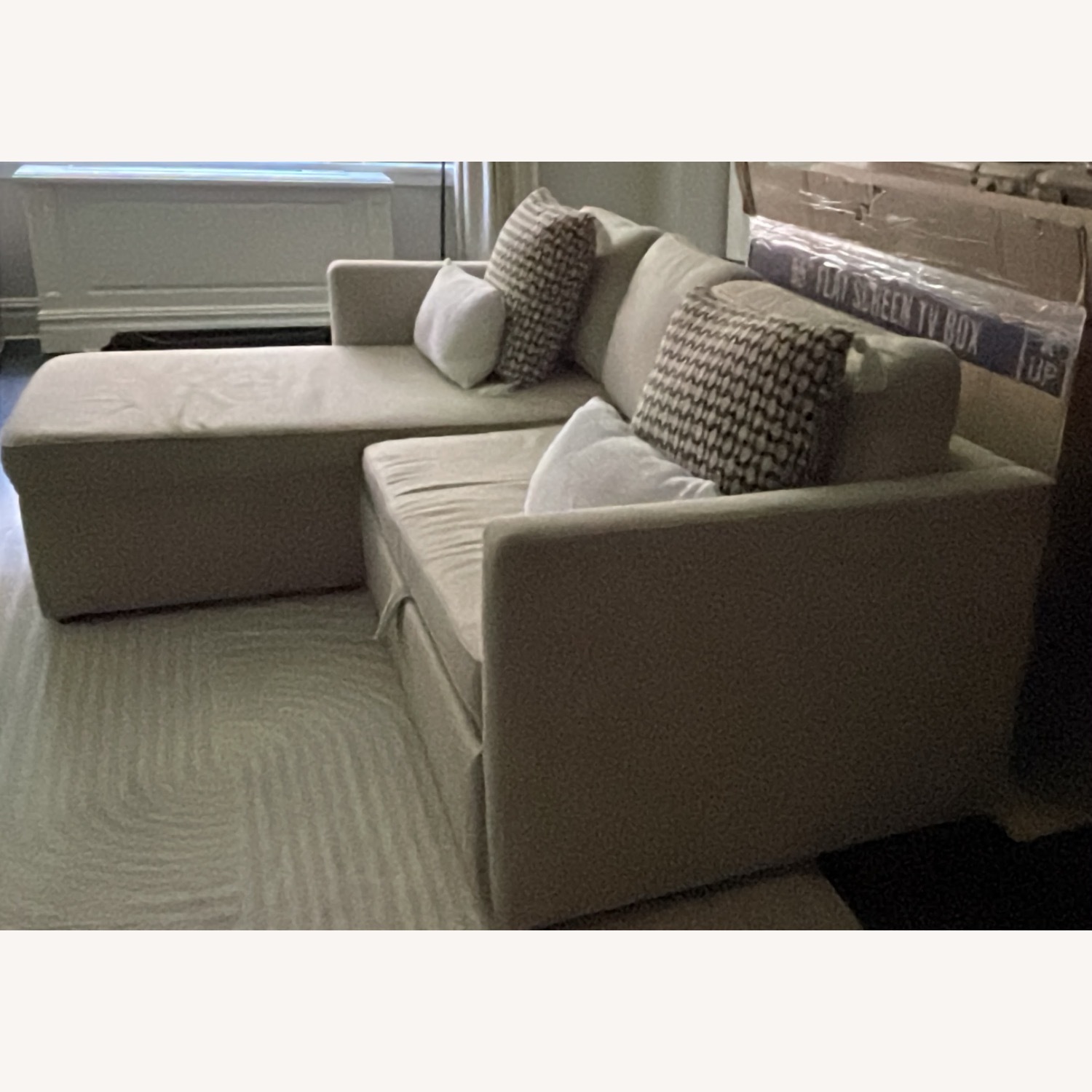 West Elm Harris Light Brown Fabric 2 Piece Sectional - image-3