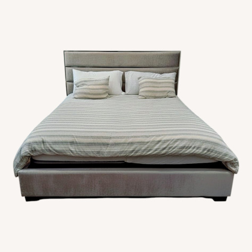Used Light Gray Velvet King Bed for sale on AptDeco