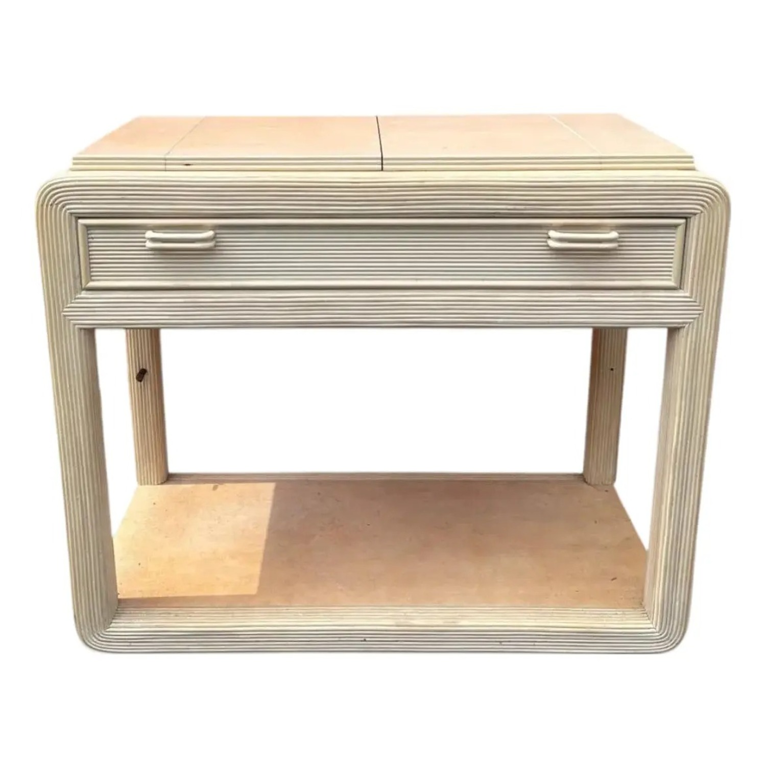 1970s Reeded Blonde Wood Console Table - image-1