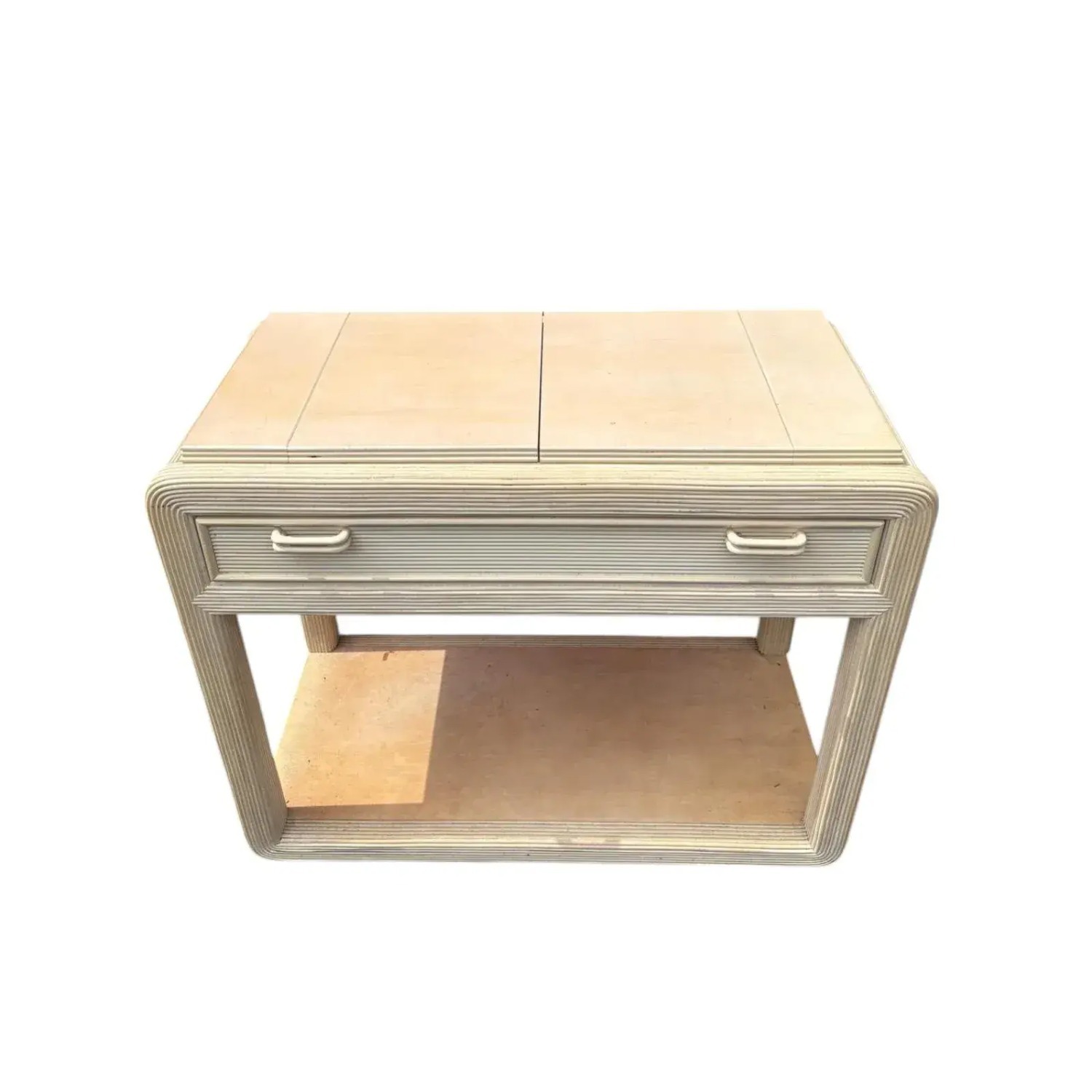 1970s Reeded Blonde Wood Console Table - image-2
