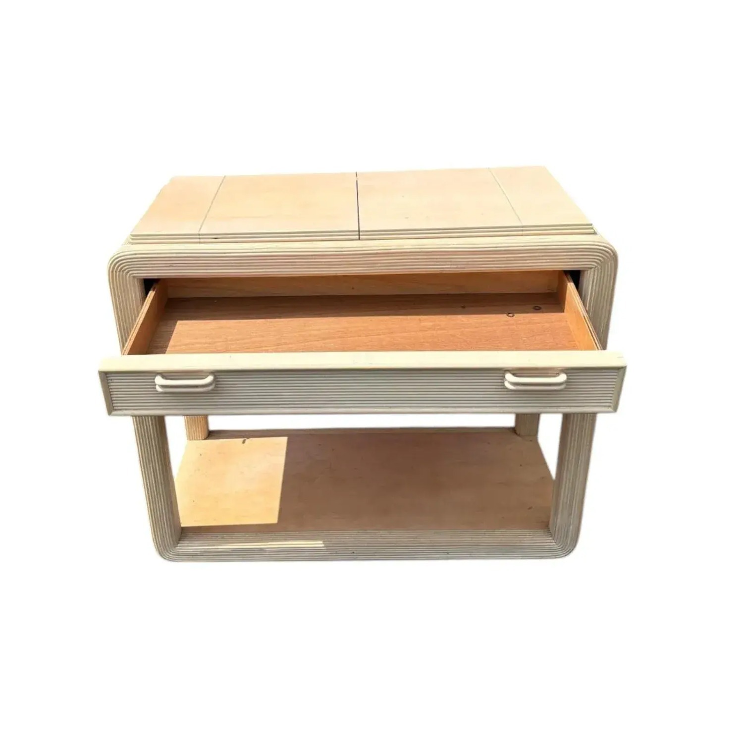 1970s Reeded Blonde Wood Console Table - image-3