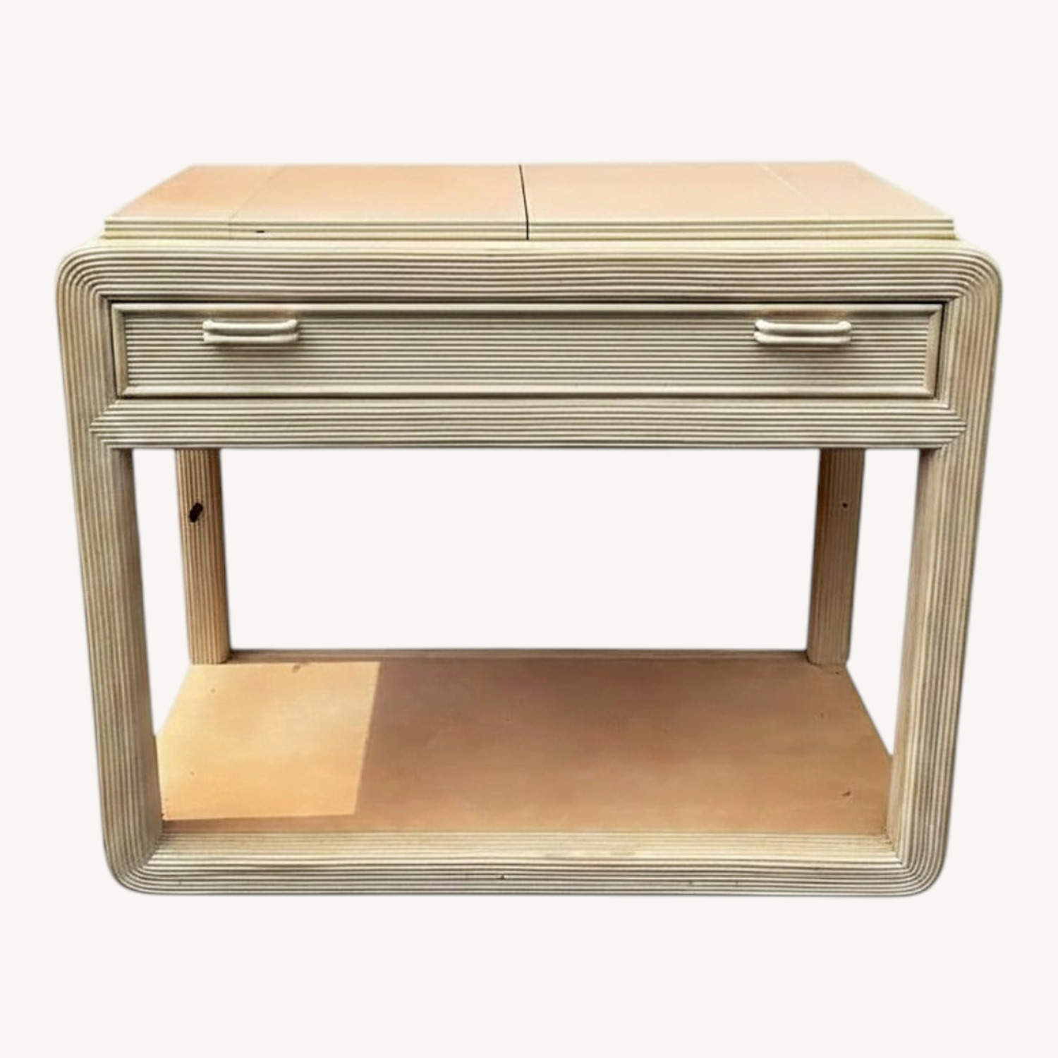 1970s Reeded Blonde Wood Console Table - image-0