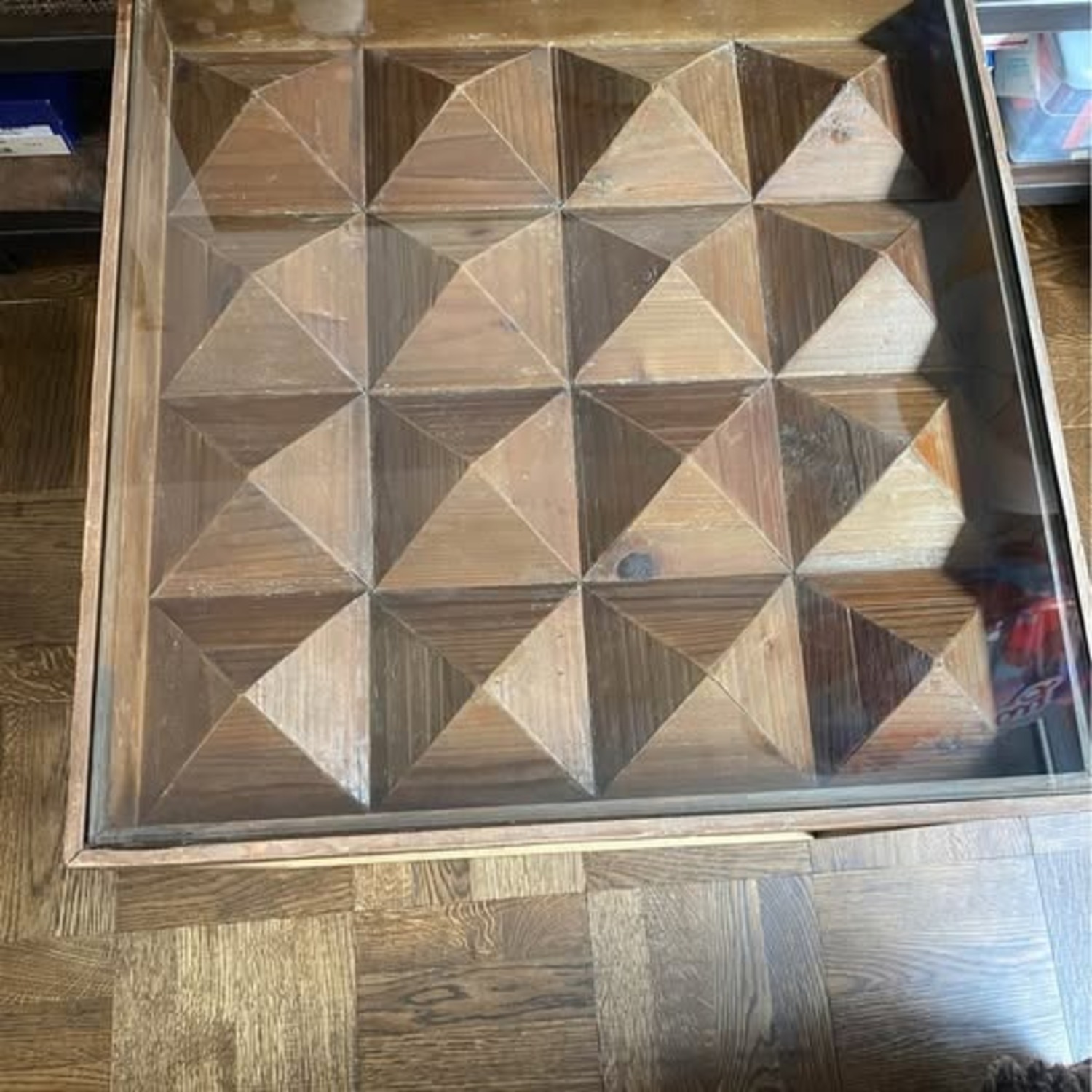 Andrew Martin Wood Glass Metal Side Table 22x22x22 - image-12