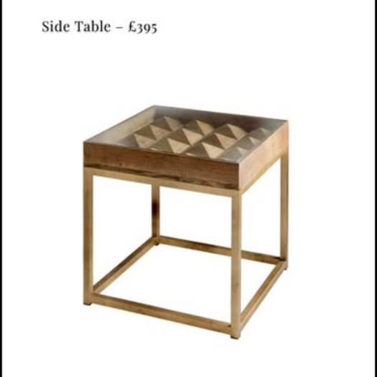 Andrew Martin Wood Glass Metal Side Table 22x22x22 - image-17