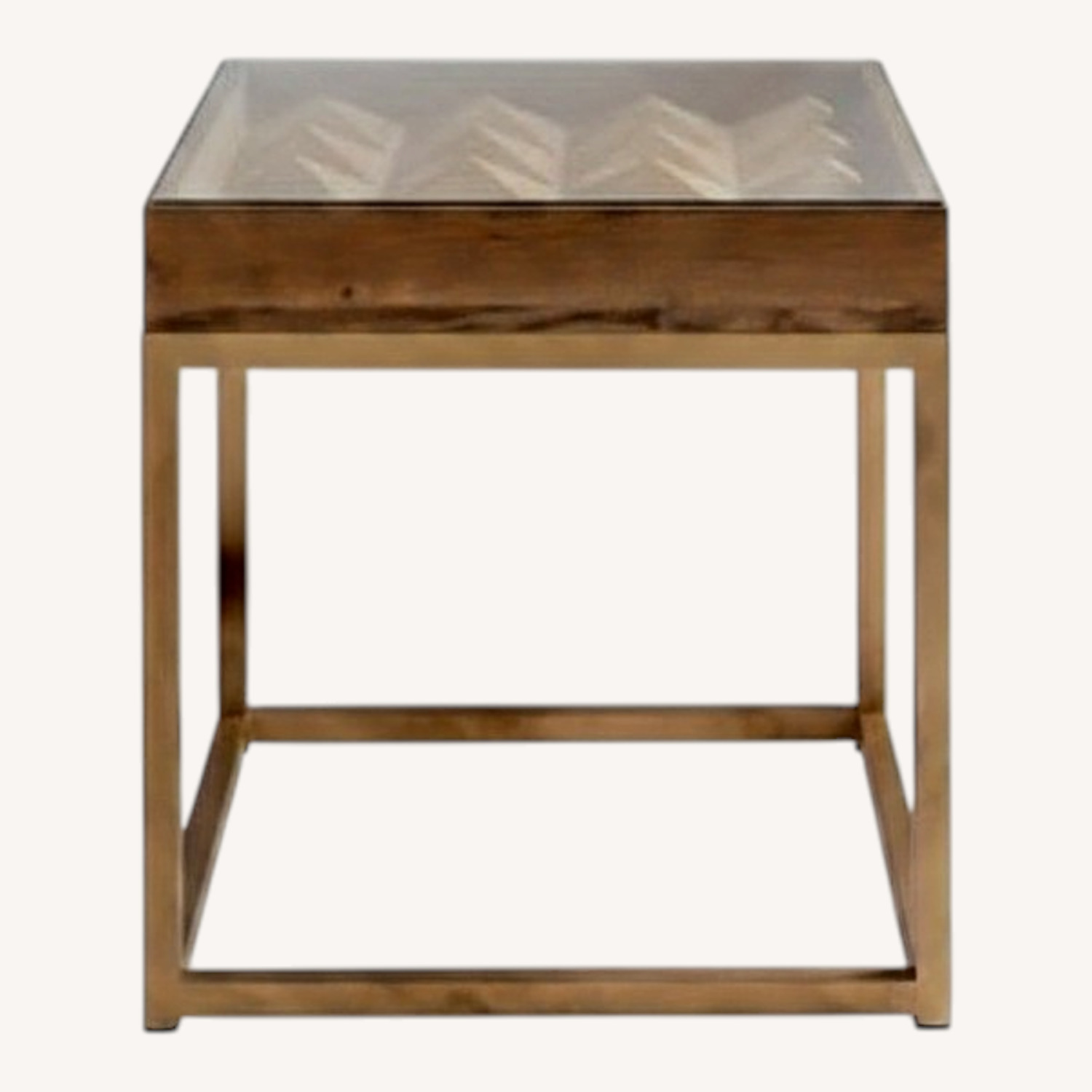 Andrew Martin Wood Glass Metal Side Table 22x22x22 - image-0